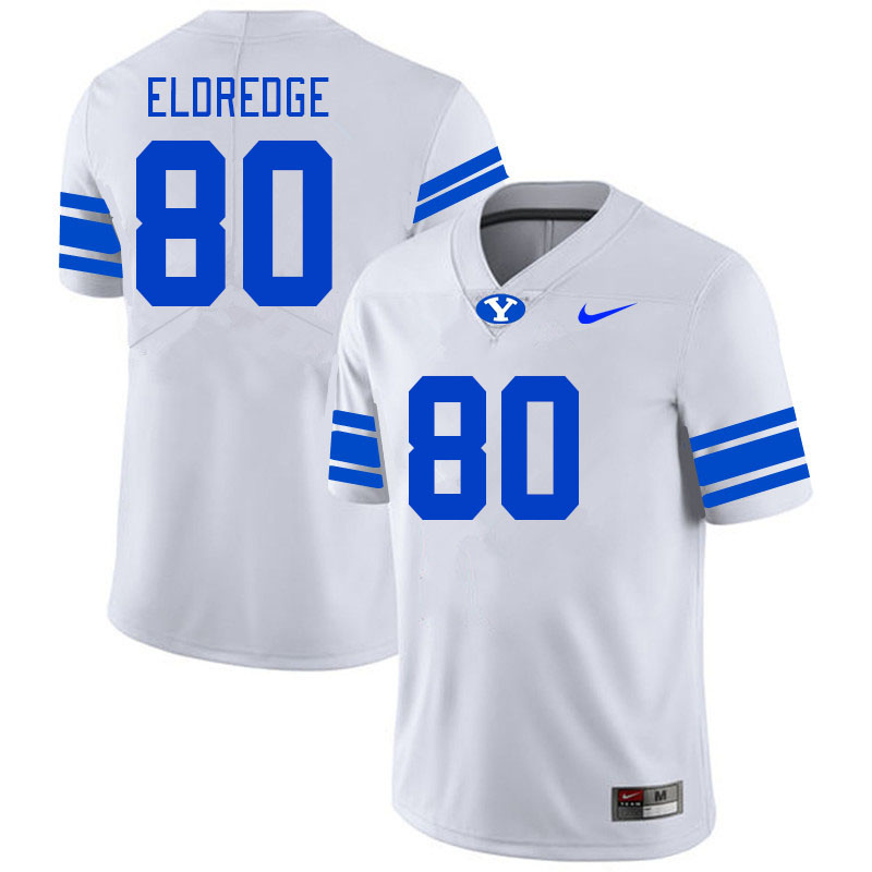Men #80 Koa Eldredge BYU Cougars College Football Jerseys Stitched-White